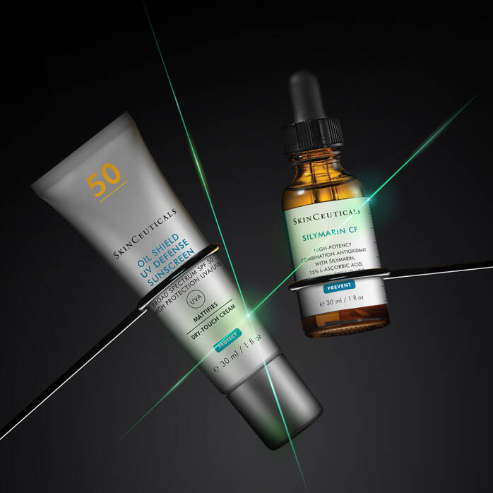 SkinCeuticals Double Defence Silymarin CF Kit.Free Oil Shield UV Defence SPF 50 worth €56