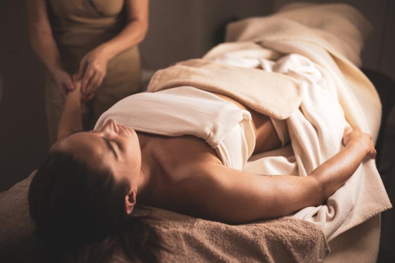 A woman receiving a relaxing massage. Book today at our spa in Glasthule, South Dublin