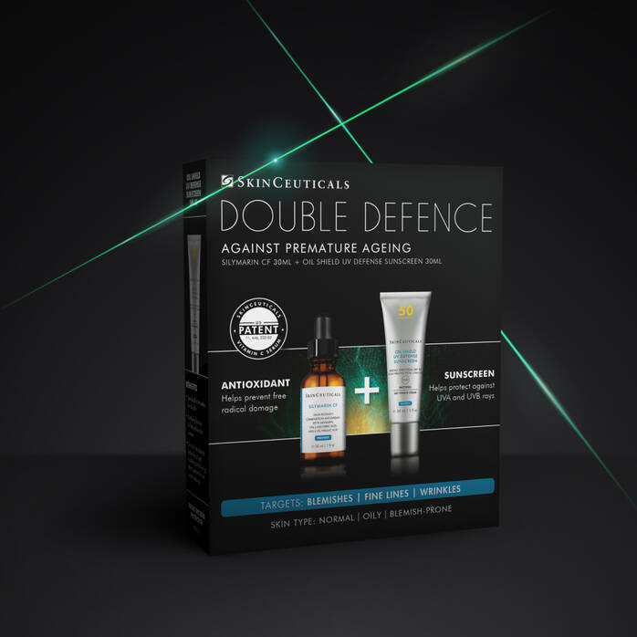 SkinCeuticals Double Defence Silymarin CF Kit.Free Oil Shield UV Defence SPF 50 worth €56