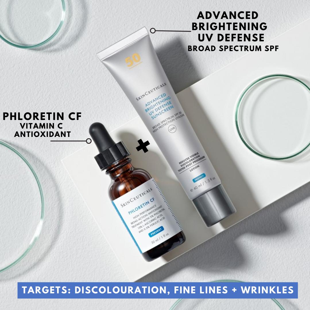 SkinCeuticals Double Defence Phloretin CF Kit. Free Full Sized Advanced Brightening UV Defence SPF 50 Worth €49.00