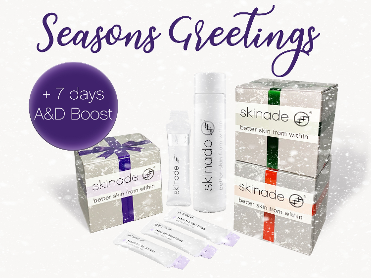 Skinade Collagen Drink Limited Edition Christmas Set with products displayed